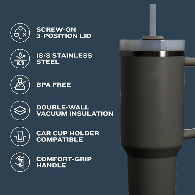 Premium 40 oz Tumbler with Handle & Straw – Insulated, Leak-Proof, and Travel-Friendly - Image 3